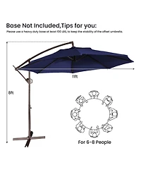 Mondawe 11ft Cantilever/Offset Hanging Patio Umbrella with Easy Tilt and Crank 360° Rotate