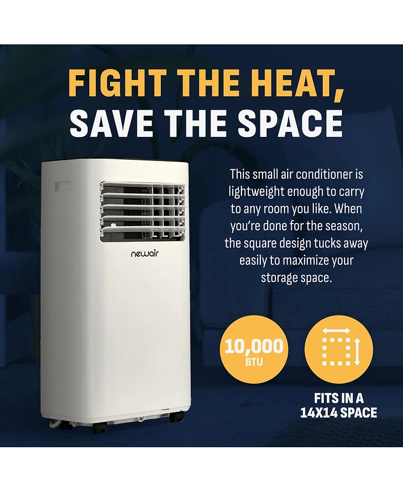 Newair 10,000 Btu Portable Air Conditioner (6,000 Btu Doe), Compact Ac Design with Easy Setup Window Venting Kit, Self-Evaporative System, Quiet Opera