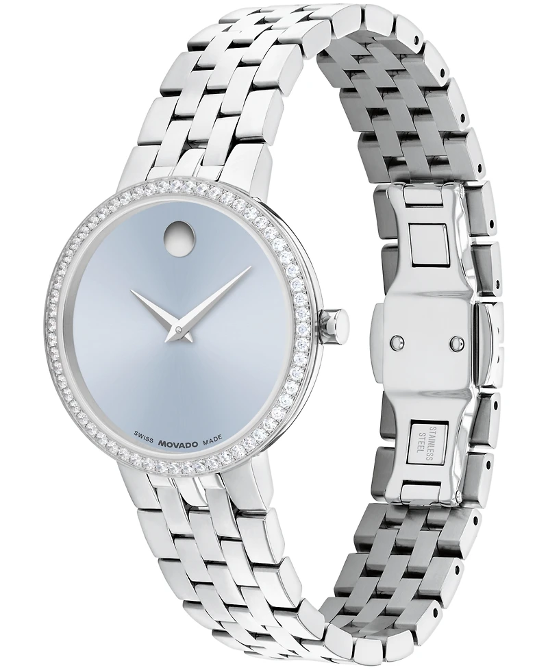 Movado Women's Museum Classic Lab Grown Diamond Swiss Quartz Stainless-Steel Watch, 29.5mm