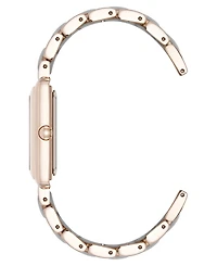 Anne Klein Women's Quartz Casual Rectangular Gray Silicone with Rose Gold-Tone Metal Alloy Bracelet Watch, 26mm