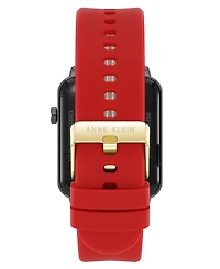 Anne Klein Women's Connect It Stellar Smartwatch with Gold-Tone Stainless Steel Mesh and Red Silicone Band, 45mm