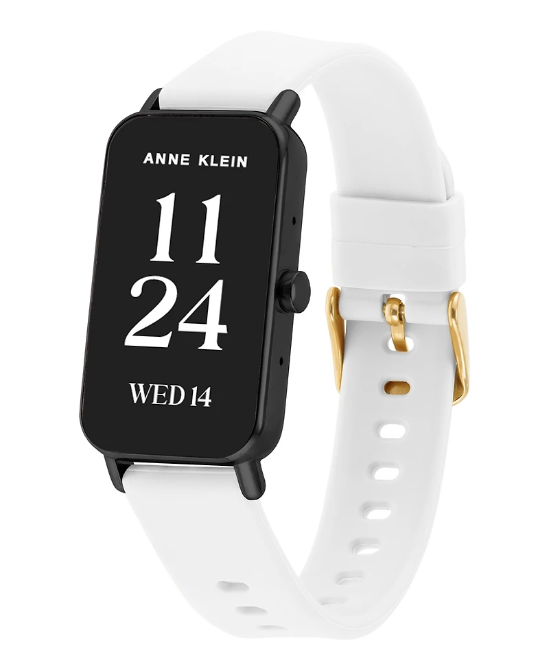 Anne Klein Women's Connect It Illume Smartwatch with Black Leather and White Silicone Band, 37mm