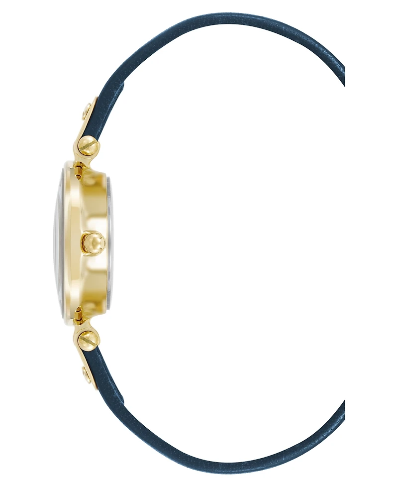 Anne Klein Women's Quartz Blue Leather and Gold-Tone Metal Alloy Strap Watch, 26mm