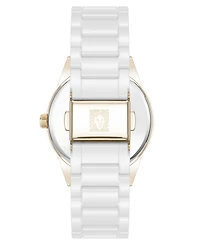 Anne Klein Women's Quartz White Ceramic Bracelet Floral Dial Watch, 34mm