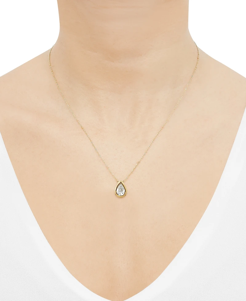 Diamond Pear Bezel Pendant 18" Necklace (1/3 ct. t.w.) in 14k Gold