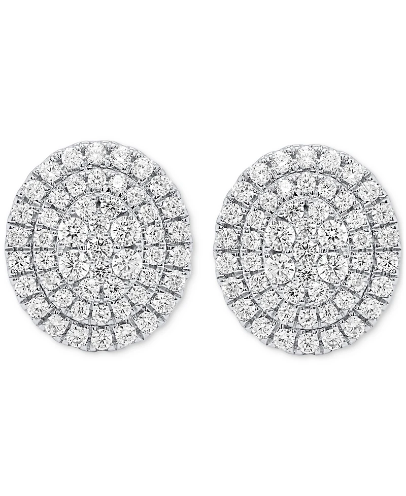 Forever Grown Diamonds Lab Grown Diamond Double Halo Cluster Stud Earrings (2 ct. t.w.) in Sterling Silver or 14k Gold-Plated Sterling Silver