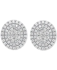 Forever Grown Diamonds Lab Grown Diamond Double Halo Cluster Stud Earrings (2 ct. t.w.) in Sterling Silver or 14k Gold-Plated Sterling Silver