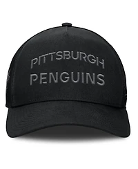Fanatics Men's Black Pittsburgh Penguins Authentic Pro Road Stack Text A-Frame Adjustable Hat