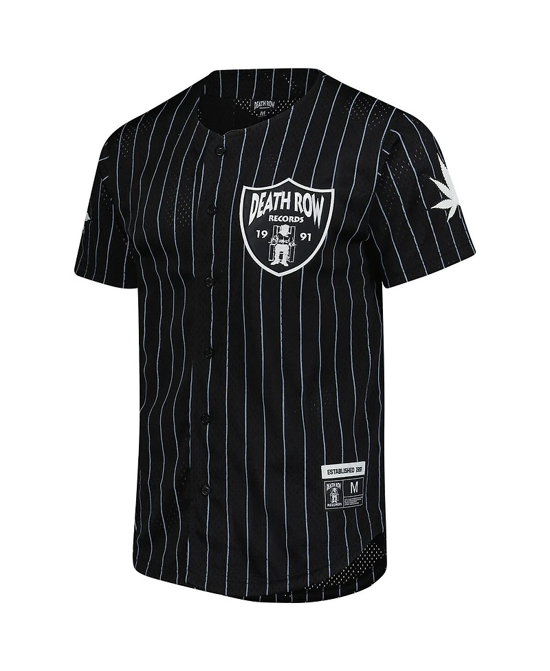 Lids Men's Black Death Row Records Pin Stripe Baseball Jersey
