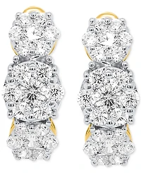 Forever Grown Diamonds Lab Grown Diamond Triple Cluster Statement Earrings (2 ct. t.w.) in Sterling Silver or 14k Gold-Plated Sterling Silver