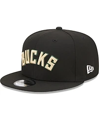 New Era Men's Black Milwaukee Bucks Jersey Hook Statement Edition 9FIFTY Snapback Hat
