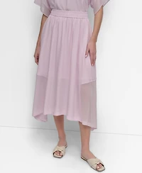 Dkny Women's Handkerchief Hem Mixed Media Maxi Skirt