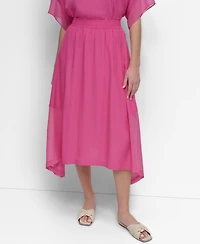 Dkny Women's Handkerchief Hem Mixed Media Maxi Skirt