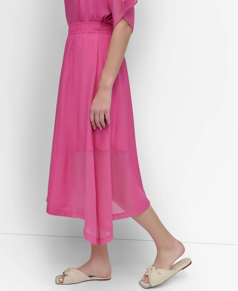 Dkny Women's Handkerchief Hem Mixed Media Maxi Skirt