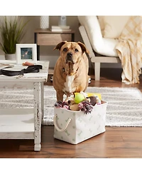 Bone Dry Collapsible Pet Storage Bin with Rope Handles Paw/Bone Print