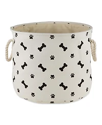 Bone Dry Collapsible Pet Storage Bin with Rope Handles Paw/Bone Print
