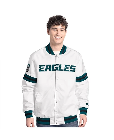 Starter Men's White Philadelphia Eagles Scout Full-Snap Varsity Jacket