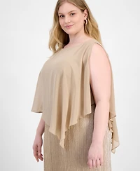 Connected Plus Size Cape-Overlay Dress