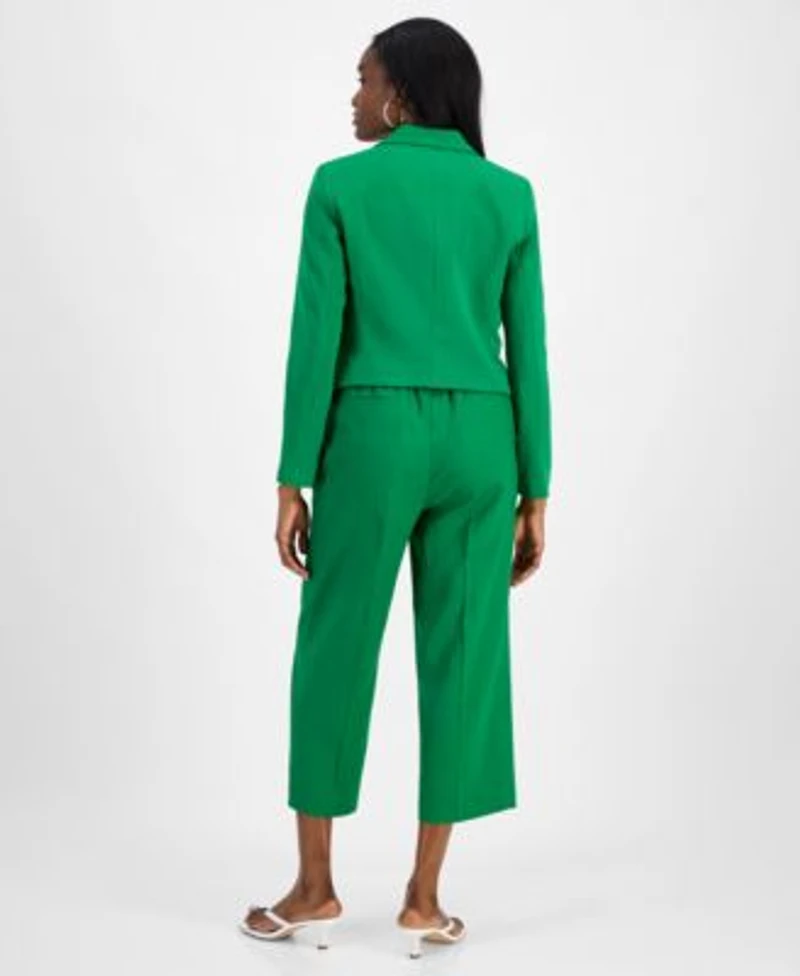 Bar Iii Womens Faux Double Breasted Blazer Sleeveless Honeycomb Top Cropped Wide Leg Pants Exclusively At Macys