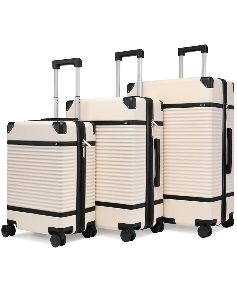 Elle Belleville 3-Piece Expandable Retro Spinner Luggage Set
