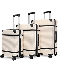 Elle Belleville 3-Piece Expandable Retro Spinner Luggage Set