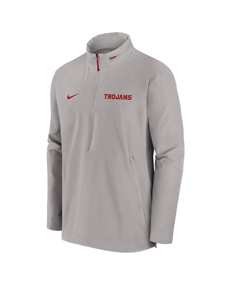 Nike Men's Pewter Usc Trojans Sideline Coaches Quarter-Zip Jacket