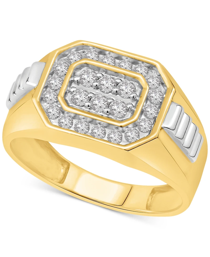 Men's Diamond Octagon Cluster Ring (1/2 ct. t.w.) in 10k Gold