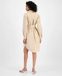 Boss Orange Women's Cotton Belted Long-Sleeve Shirtdress