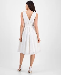 Anne Klein Petite Cotton Lace A-Line Sleeveless Midi Dress