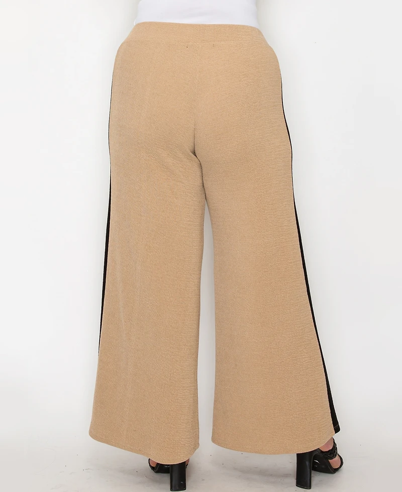 Coin 1804 Plus Textured Rib Side Contrast Pants