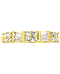 Cubic Zirconia Round & Baguette Band Sterling Silver