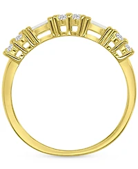 Cubic Zirconia Round & Baguette Band Sterling Silver
