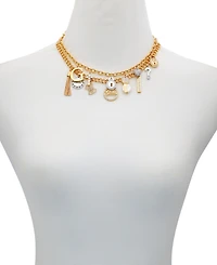 Guess Two-Tone Mixed Stone Multi-Charm Layered Necklace, 16" + 2" extender