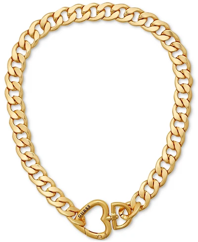Guess Gold-Tone Heart Closure Chunky Open Link 18" Chain Necklace
