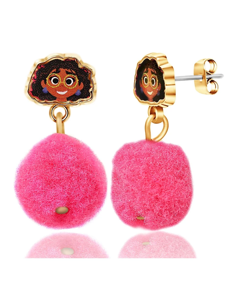 Disney Encanto Earrings - Mirabel Stud Earrings with Pink Pom Poms - Disney Earrings
