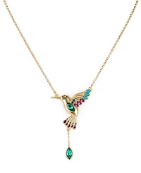 Patricia Nash Gold-Tone Stone & Bead Hummingbird Statement Necklace, 18" + 3" extender