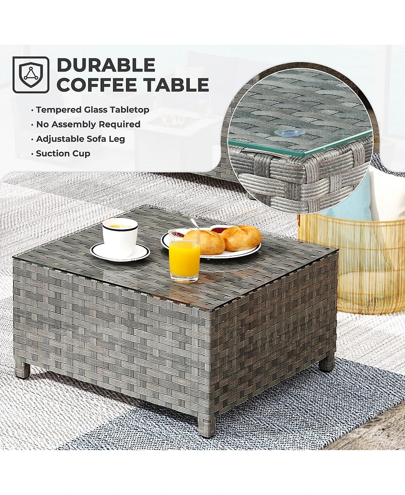 Xizzi 13 Pieces Outdoor Furniture Patio Sectional Sofa,No Assembly Required Pe Wicker Conversation Sets with 42" Fire Pit,Armchairs,Ottomans and Coffe