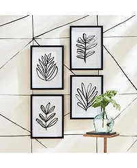Sketched Leaf Prints Set of 4
