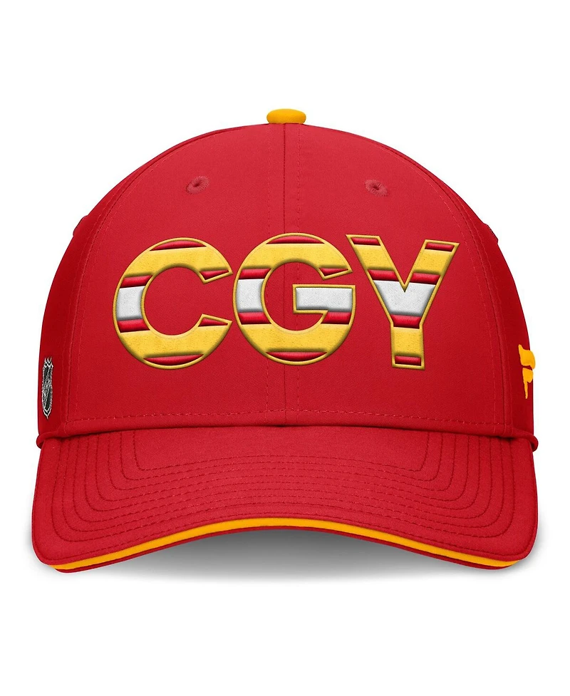 Fanatics Men's Red/Gold Calgary Flames Authentic Pro Rink Team Code Flex Hat