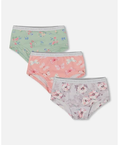 Deux par Deux Girl Printed Cotton Boyshort Underwear (Pack Of 3) Multicolored - Toddler|Child