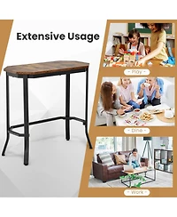 Narrow End Table with Wood Grain and Stable Steel Frame
