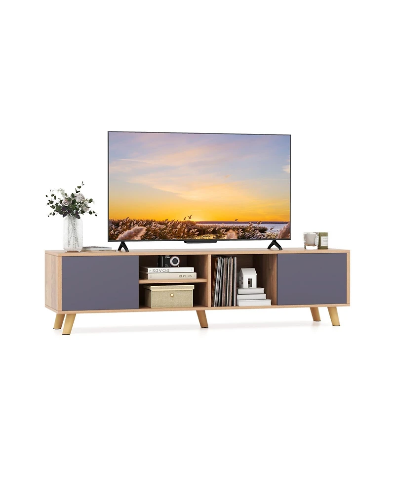 Tv Stand Cabinet for TVs up to 65 Inch with Open Shelf for Living Room
