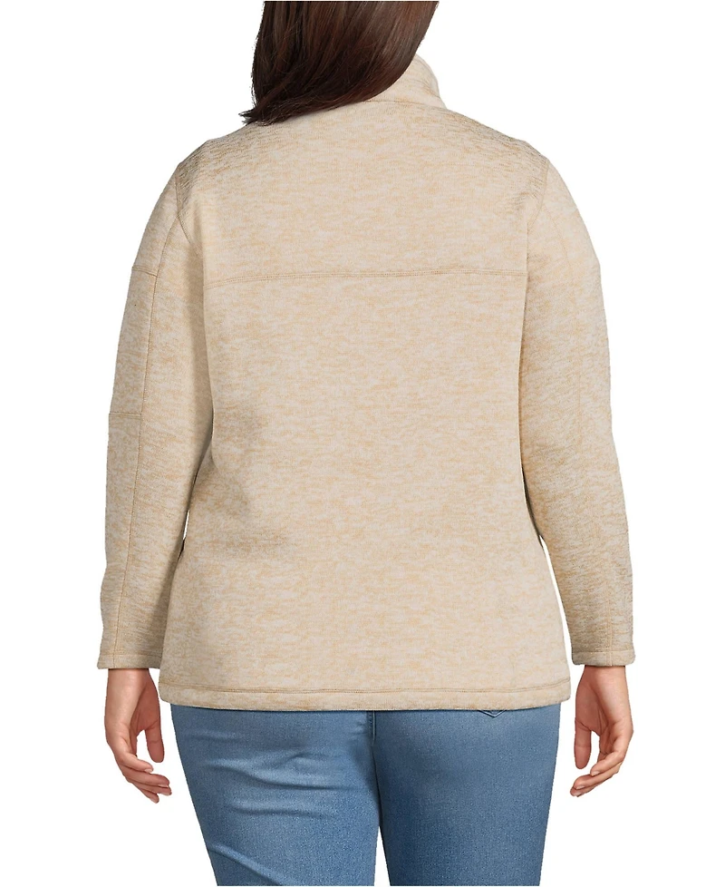 Lands' End Plus Sweater Fleece Quarter Zip Pullover
