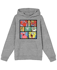 SpongeBob SquarePants Men's Character Block Long Sleeve Athletic Heather Adult Hooded Sweatshirt