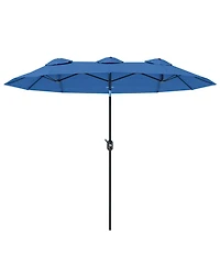 Outsunny 9.5' Double-sided Patio Umbrella with Push Button Tilt,