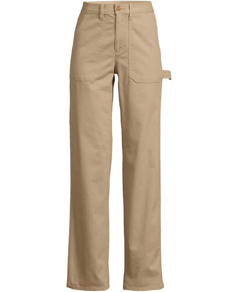 Lands' End Women's Herringbone Chino High Rise Utility Pants