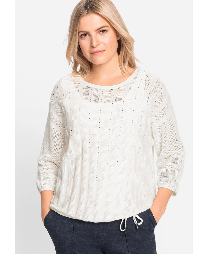 Olsen Women's Embellished Waffle Knit Pullover