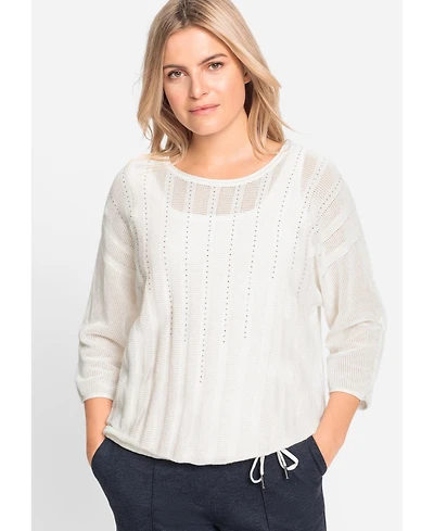 Olsen Women's Embellished Waffle Knit Pullover