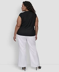 Dkny Plus Sleeveless Twisted-Neck Knit Top