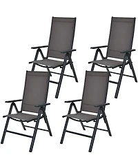 4PCS Patio Folding Dining Chairs Aluminium Adjustable Back